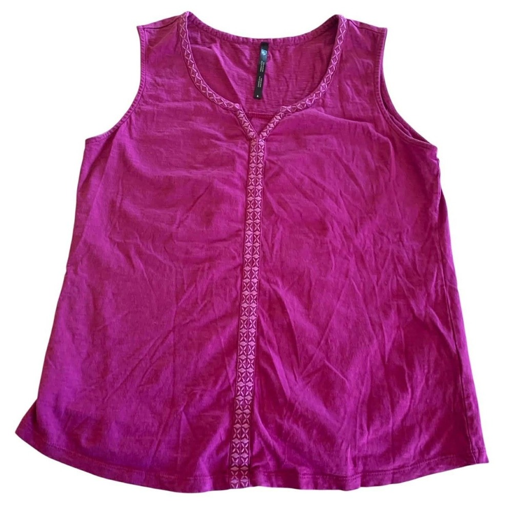 KUHL Tank Top Womens Small‎ Magenta Pink Embroidered Slub Knit Gorpcore Outdoor